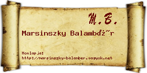 Marsinszky Balambér névjegykártya